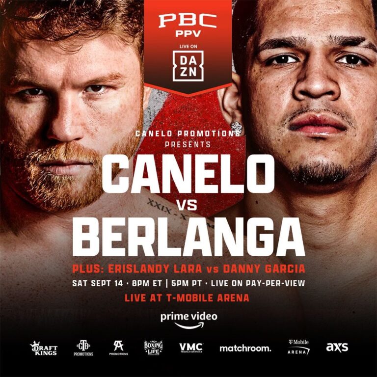 Canelo Alvarez vs Berlanga 14 Settembre su DAZN